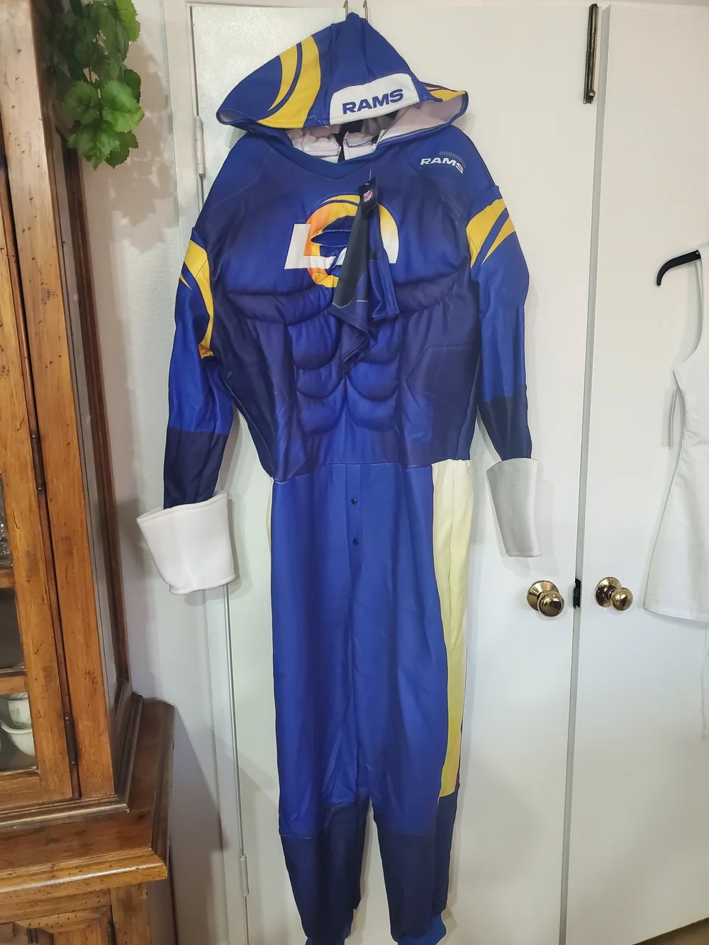 NFL Blue & Yellow Muscle Hoodie Jumpsuit Superhero Costume